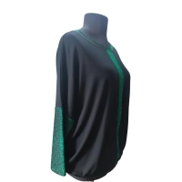 Wieczorowa Bluzka bombka z błyszczącym zielonymi wstawkami